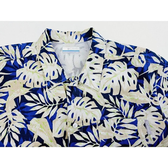 Columbia PFG Size Medium Men's Back Vent Assorted Fish Floral Blue Short Sleeve - Picture 14 of 14